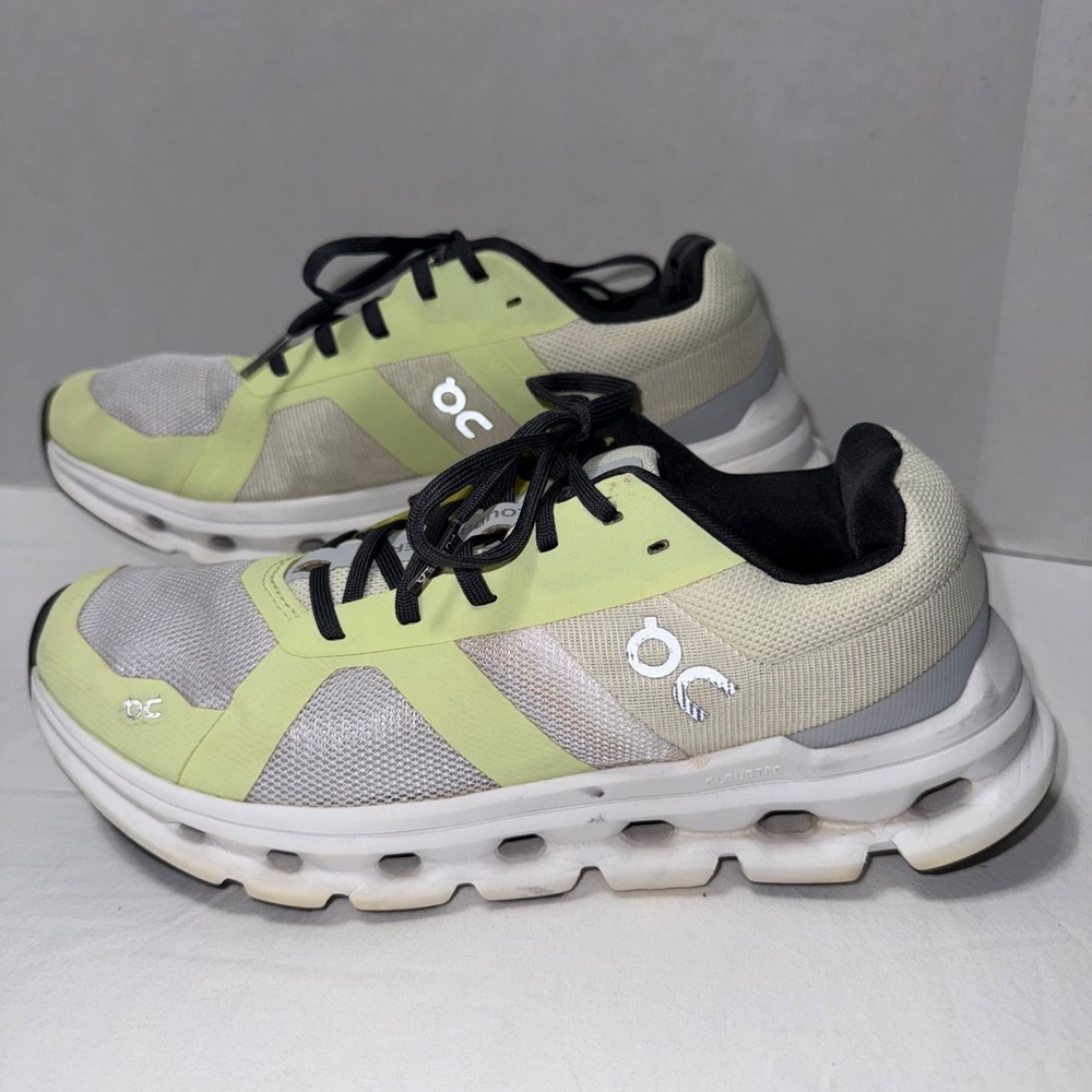 On Cloud Cloudrunner Womens 8 Running Shoes White Neon Seedling 46.98237